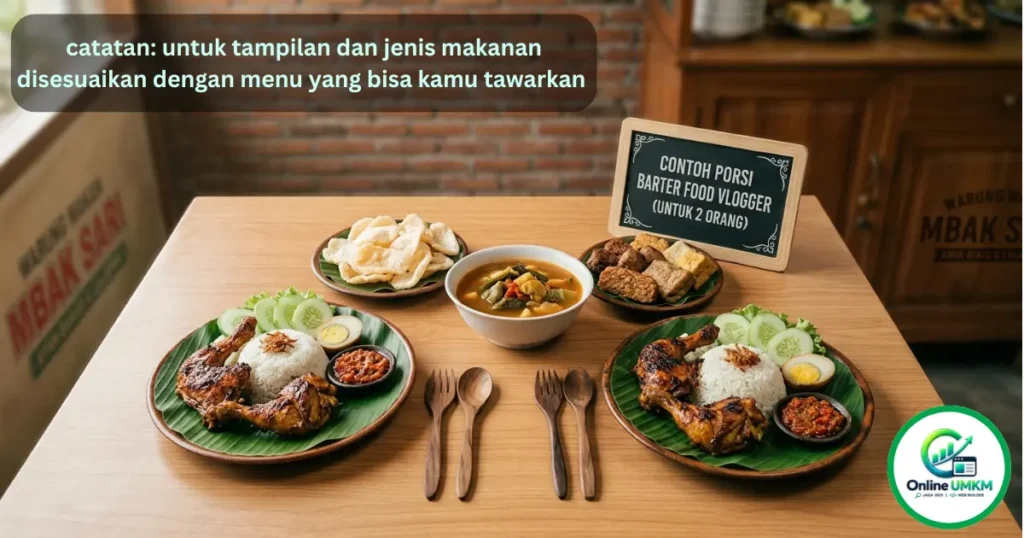 contoh porsi barter makan gratis untuk food vlogger