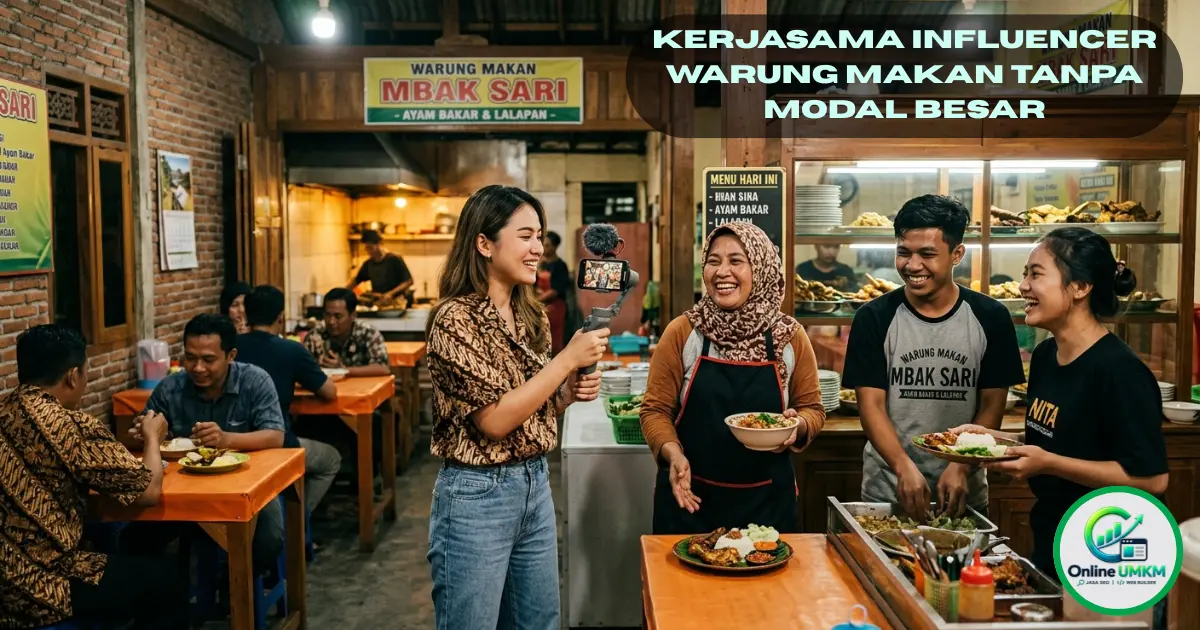 Strategi kerjasama influencer warung makan Mbak Sari untuk promosi usaha kuliner UMKM.